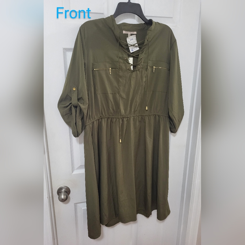 Speed Control New York, 1x, Olive Green Midi Dress